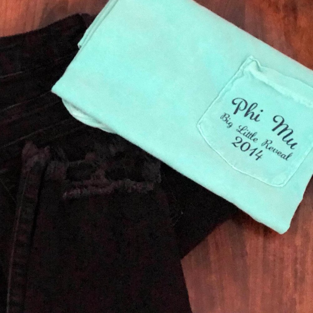 Phi Mu Big Little Reveal T Shirt in Teal